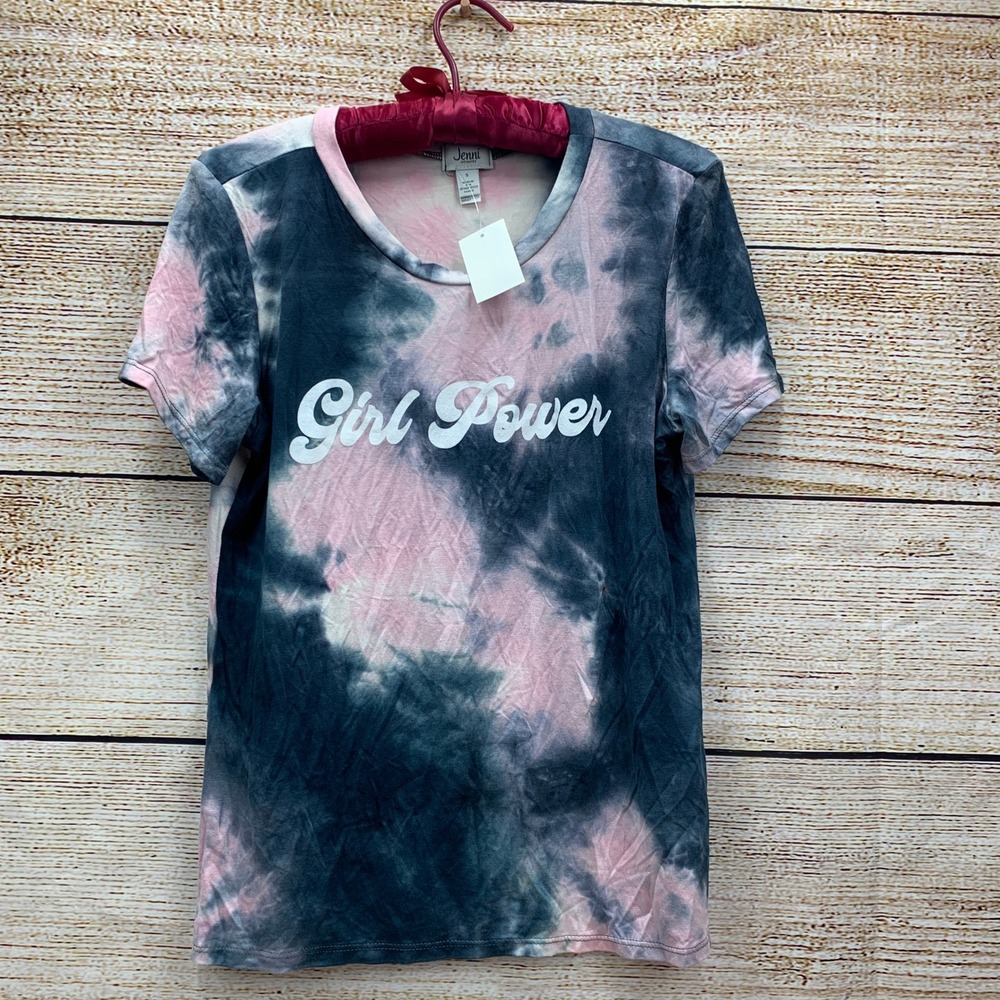 Jenni Intimates "Girl Power" Tie Dye Graphic Tee T-Shirt‎ Top [Size Small]